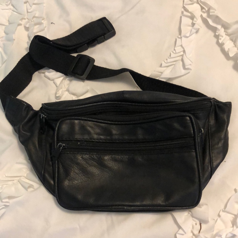 Faux Leather Black Fanny Pack